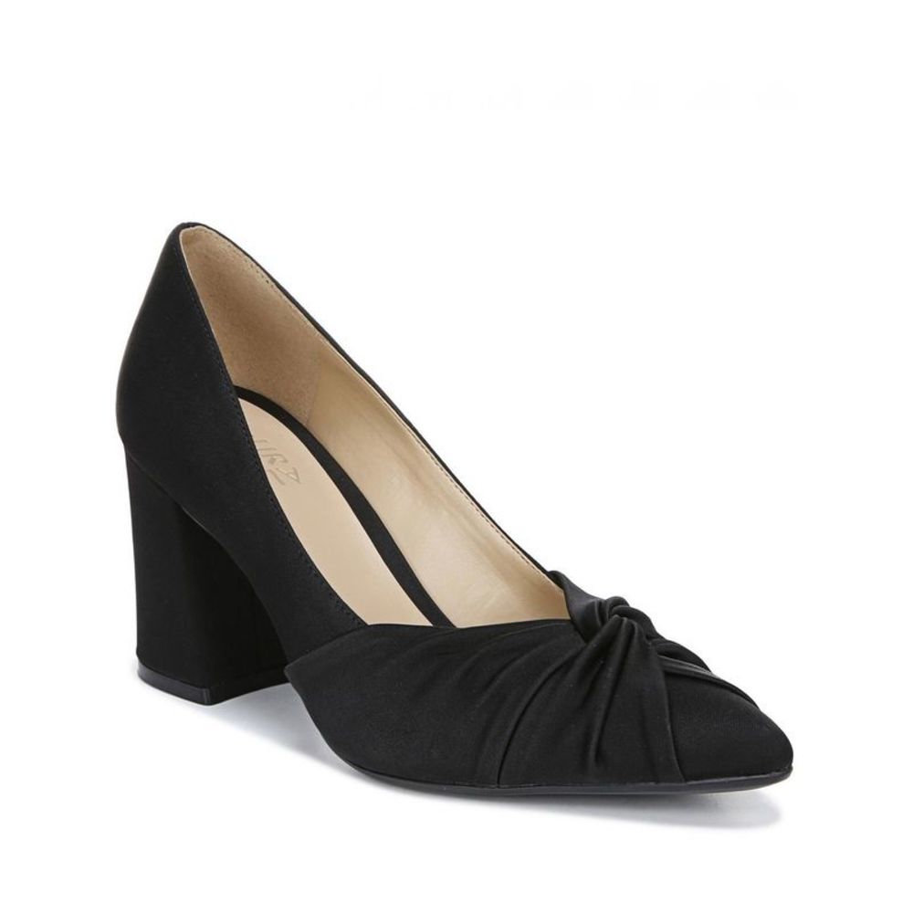 NATURALIZER Womens Black Flexible Helena Pointy Toe Block Heel Slip On Pumps 6 M